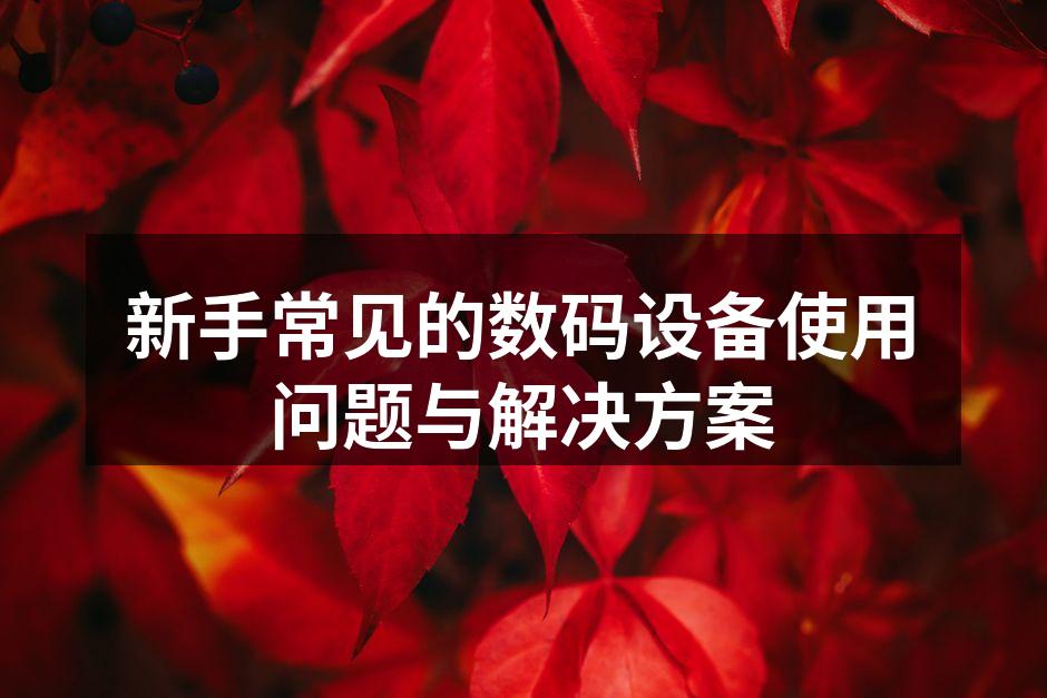 新手常见的数码设备使用问题与解决方案